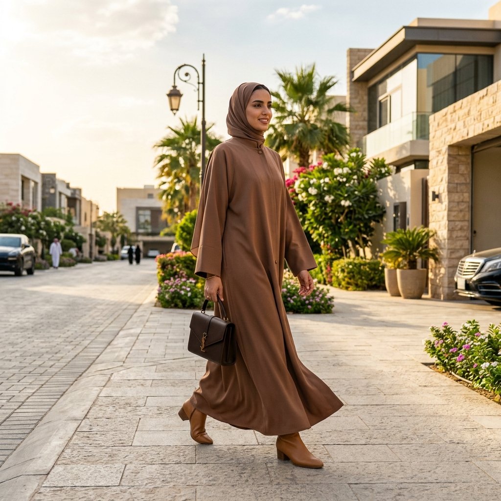 إطلالة عباية يومية ناعمة